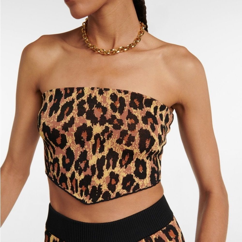 STAUD Shane leopard-print scarf top | Size XS | Retails $110